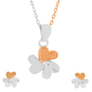 Trio Heart Connected Pendant Set with Link Chain