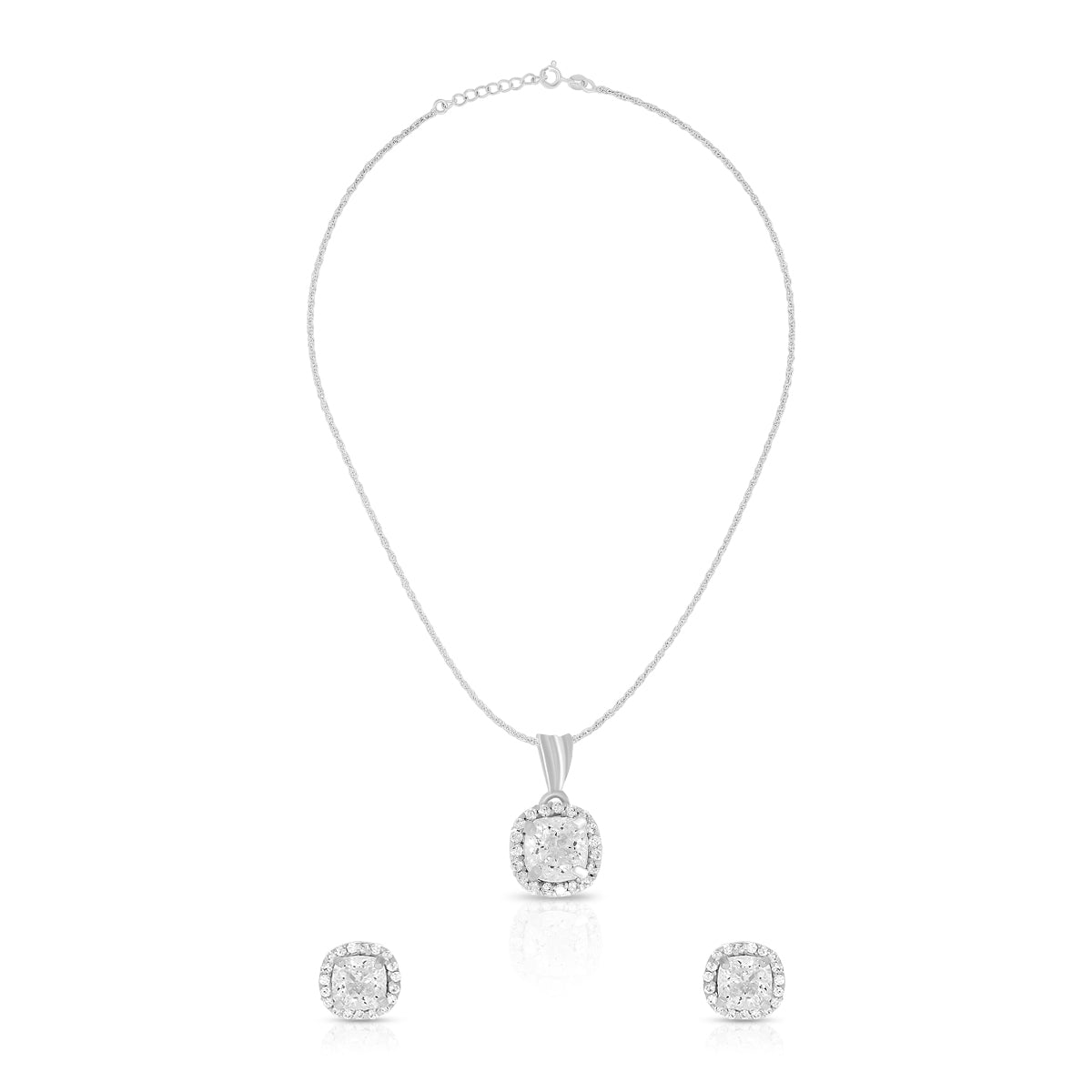 Classic Cushion Halo Pendant Set
