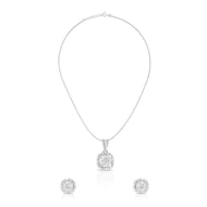Classic Cushion Halo Pendant Set