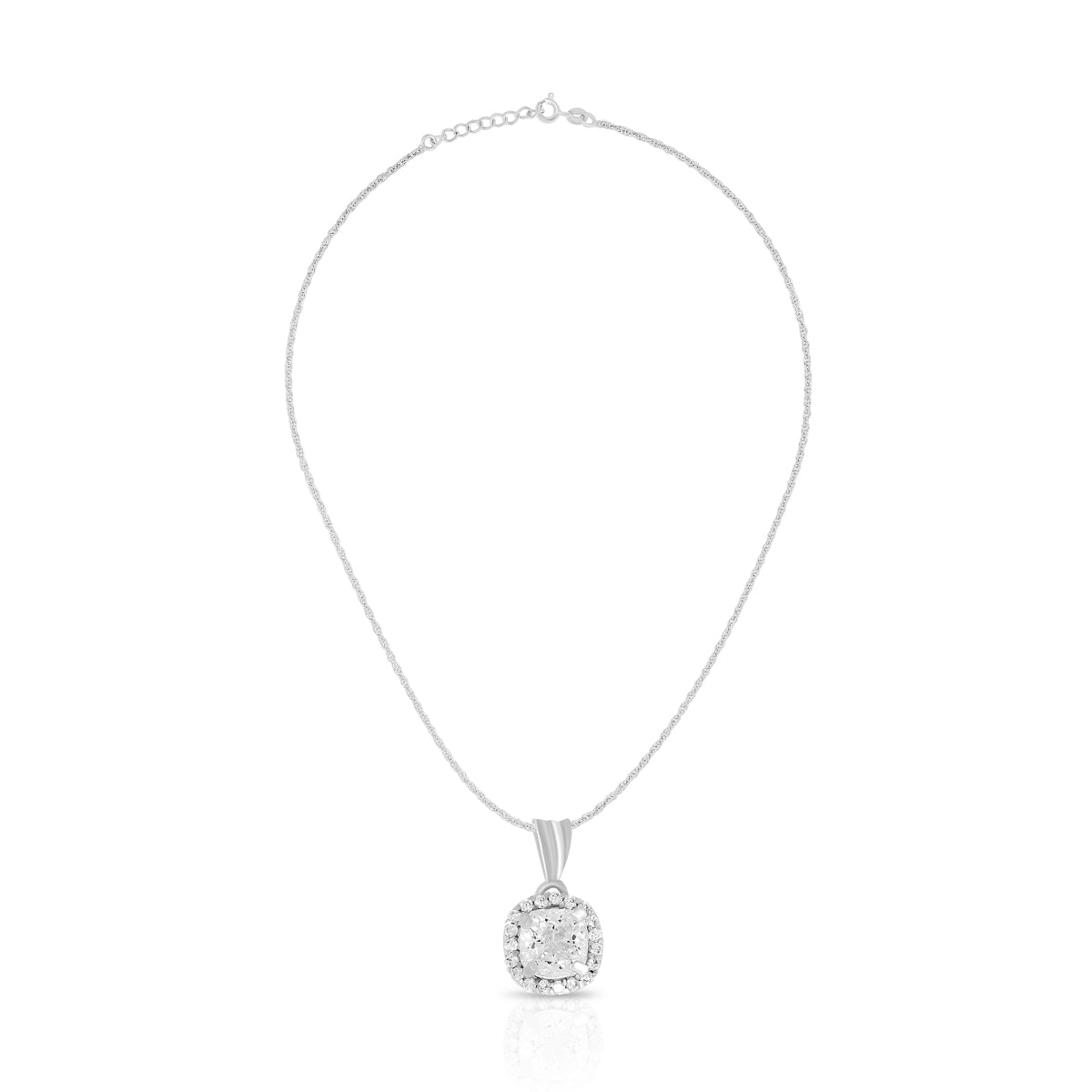 Classic Cushion Halo Pendant Set