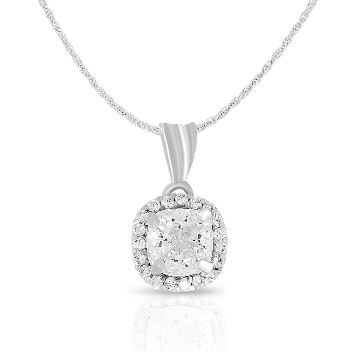 Classic Cushion Halo Pendant Set