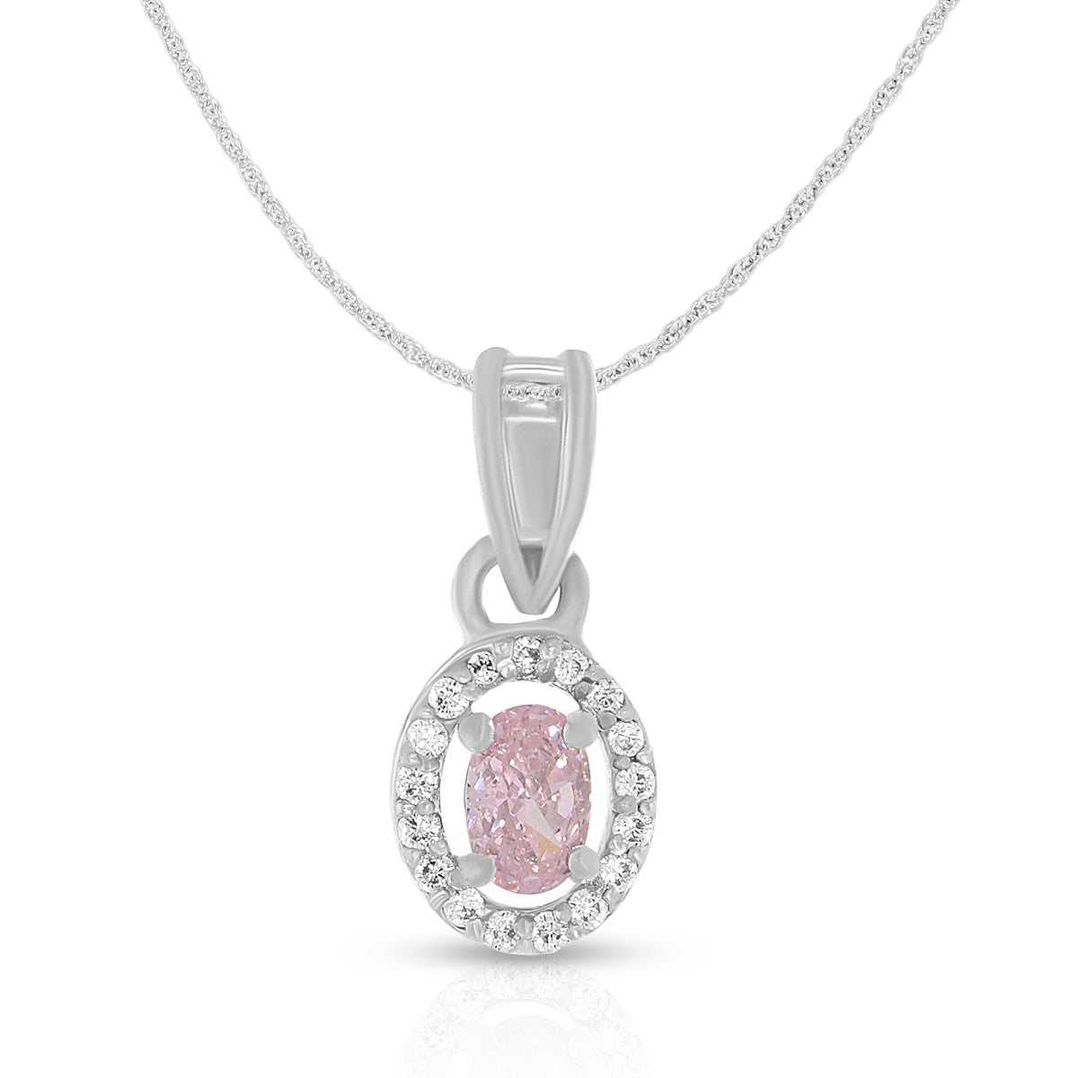 Elegant Pink Oval Halo Pendant Set