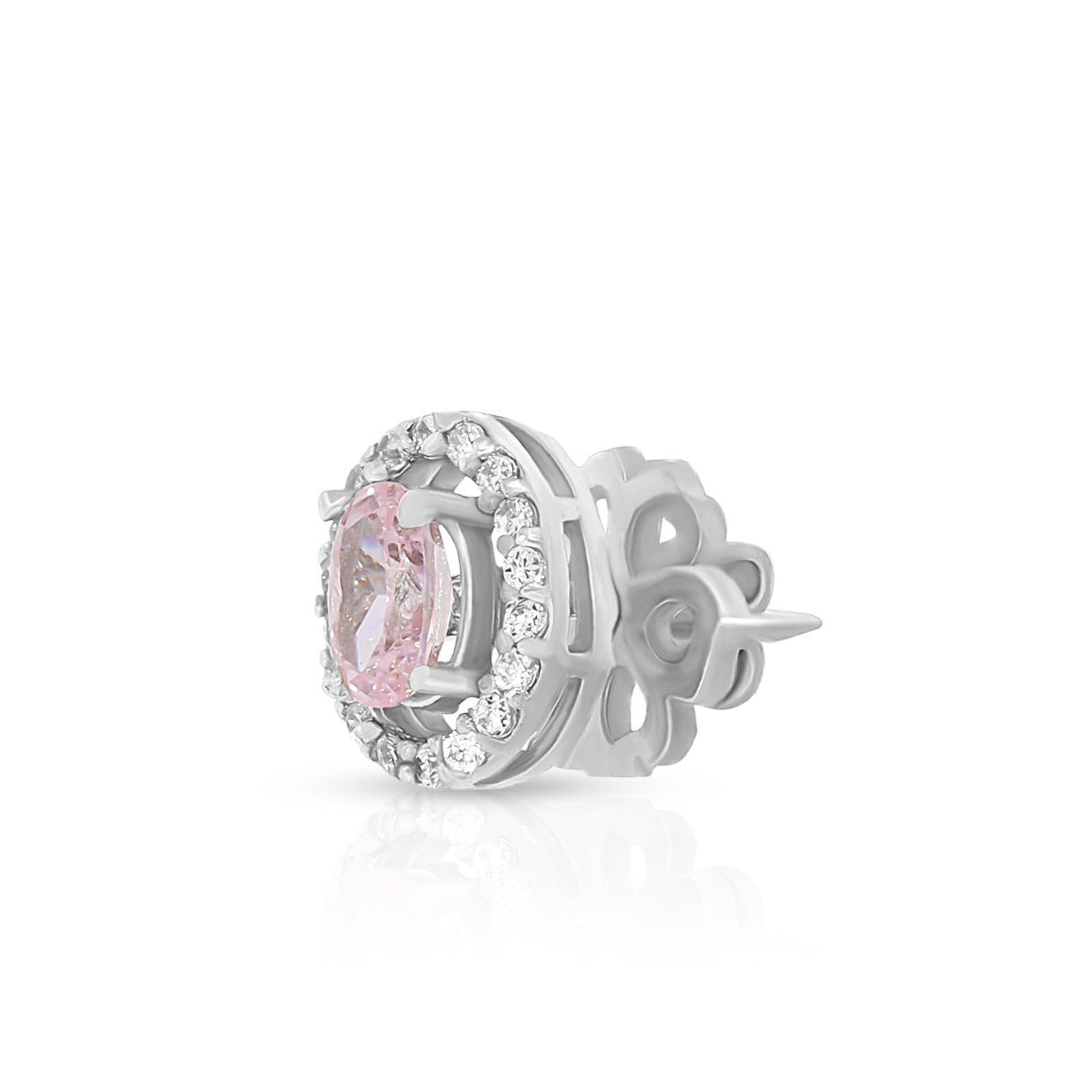 Elegant Pink Oval Halo Pendant Set