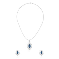 Timeless Marquise Blue Stone Pendant Set