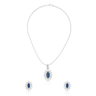 Timeless Marquise Blue Stone Pendant Set