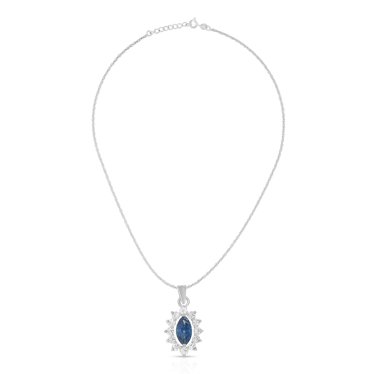 Timeless Marquise Blue Stone Pendant Set