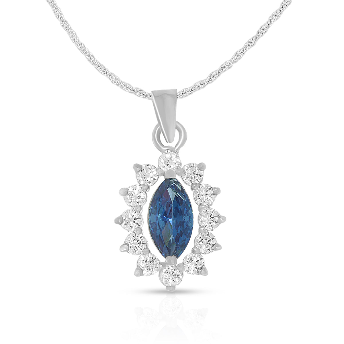 Timeless Marquise Blue Stone Pendant Set
