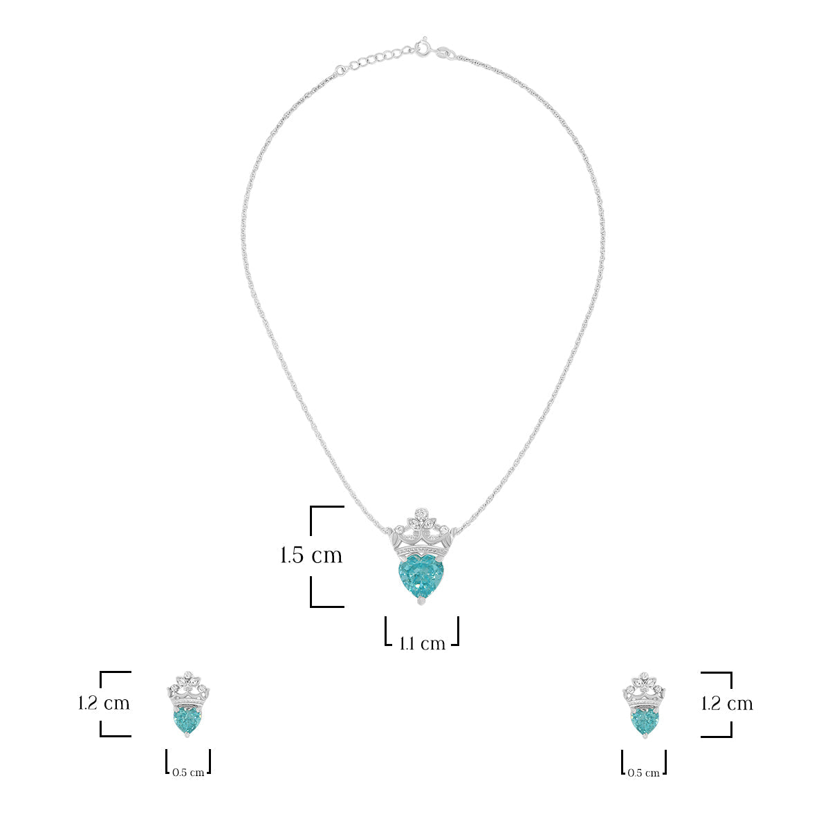Royal Crown Heart Pendant Set