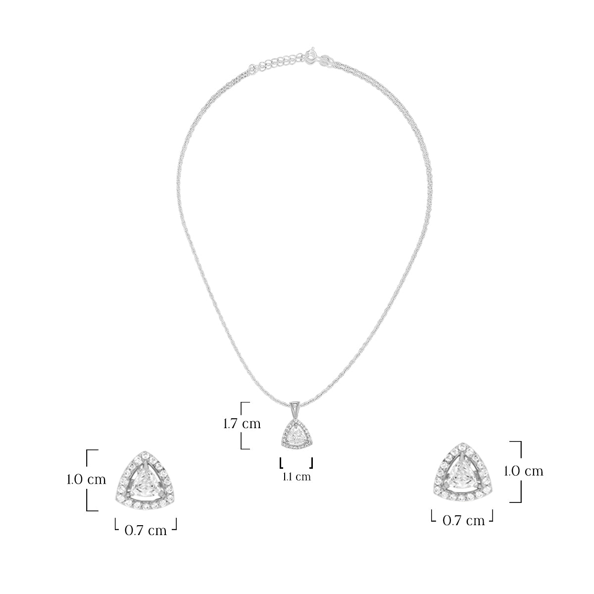 Stylish Trillion Cut Pendant Set