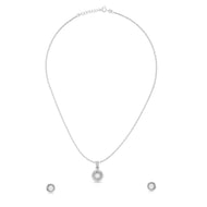 Graceful Circular Halo Pendant Set