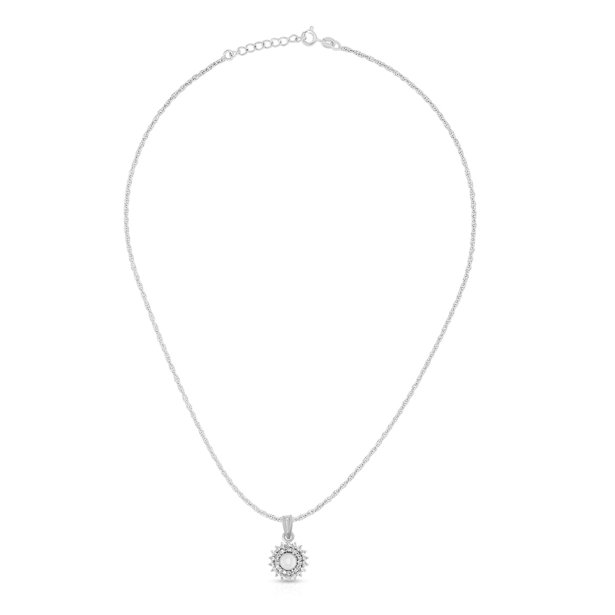 Graceful Circular Halo Pendant Set