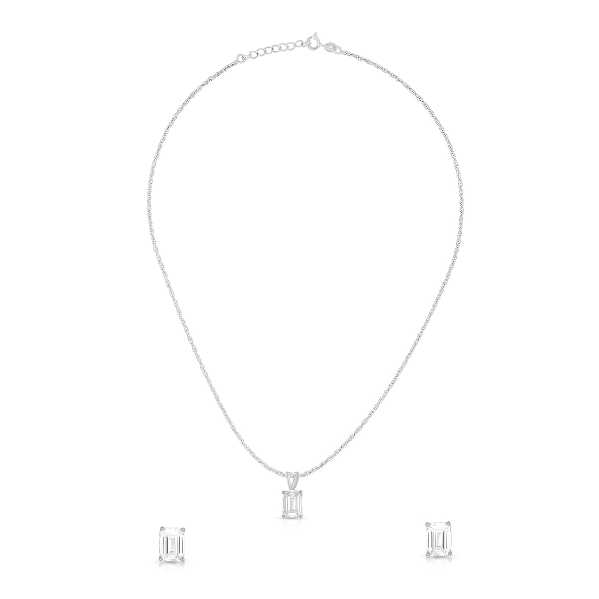 Emerald Cut Pendant Set