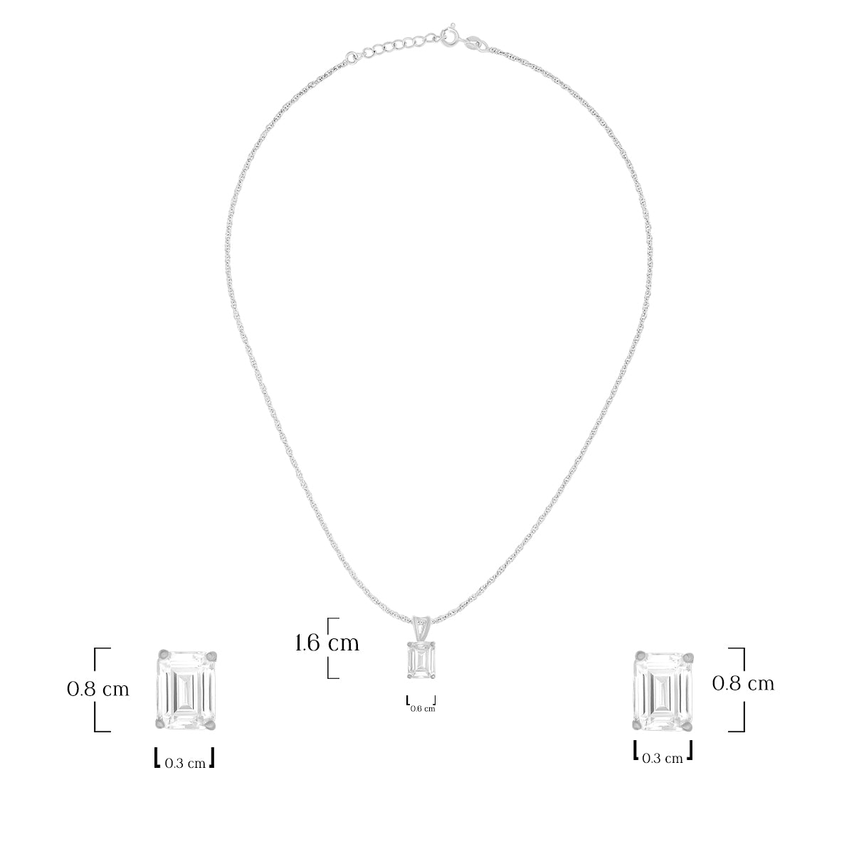 Emerald Cut Pendant Set