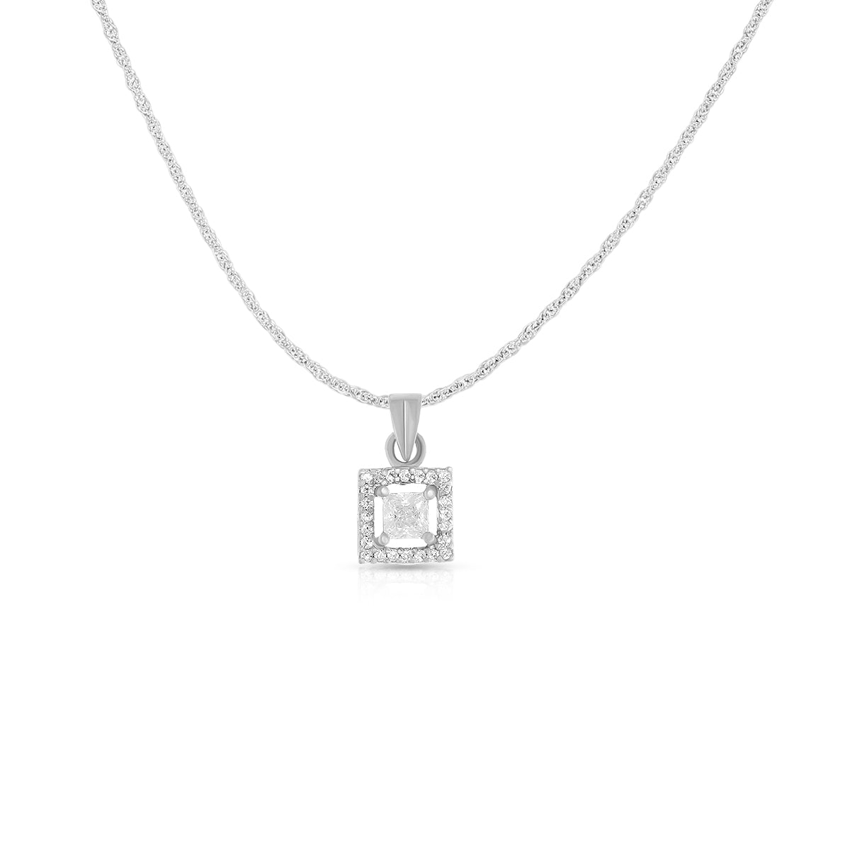Minimal Square Halo Pendant Set