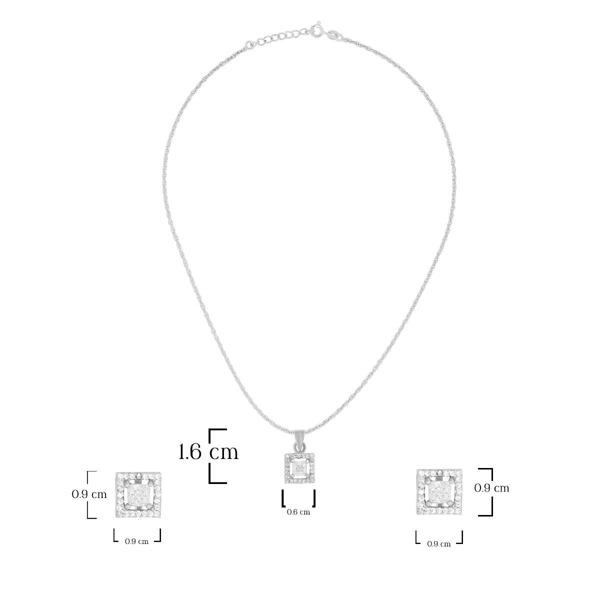 Minimal Square Halo Pendant Set
