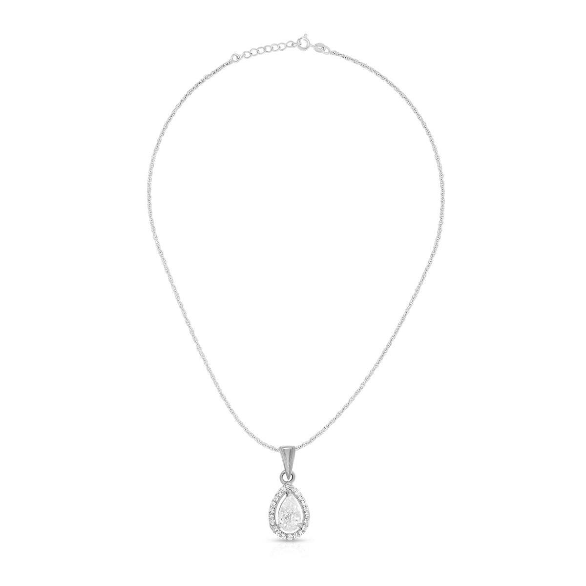 Classic Pear Shape Halo Pendant Set