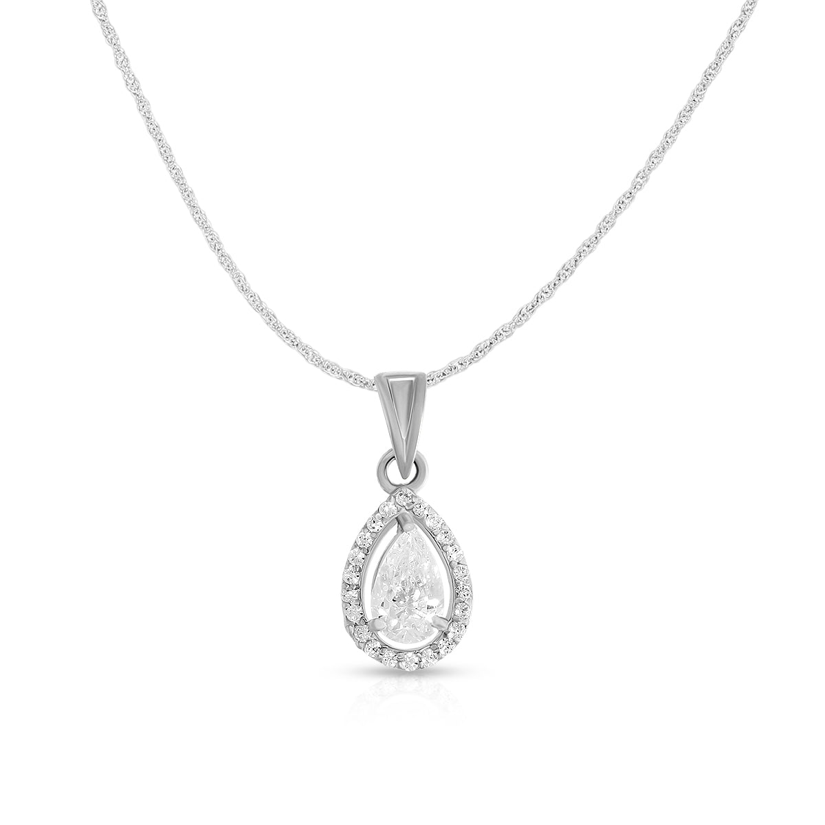 Classic Pear Shape Halo Pendant Set