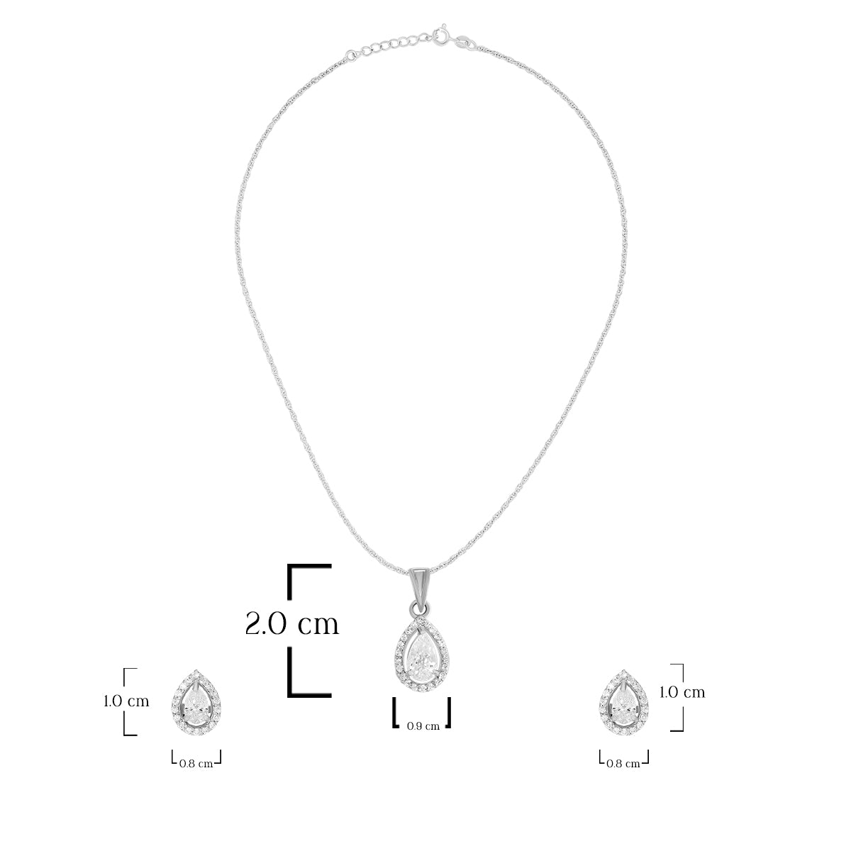Classic Pear Shape Halo Pendant Set