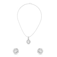 Minimal Round Halo Pendant Set