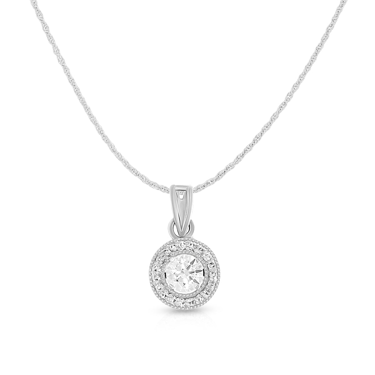 Minimal Round Halo Pendant Set
