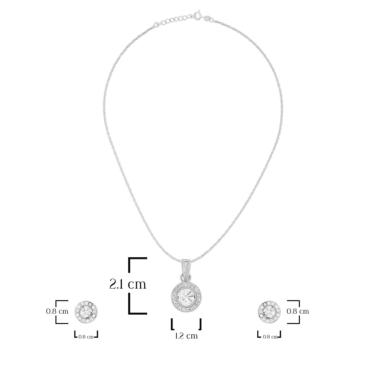 Minimal Round Halo Pendant Set