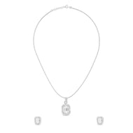 Timeless Halo Rectangle Pendant Set