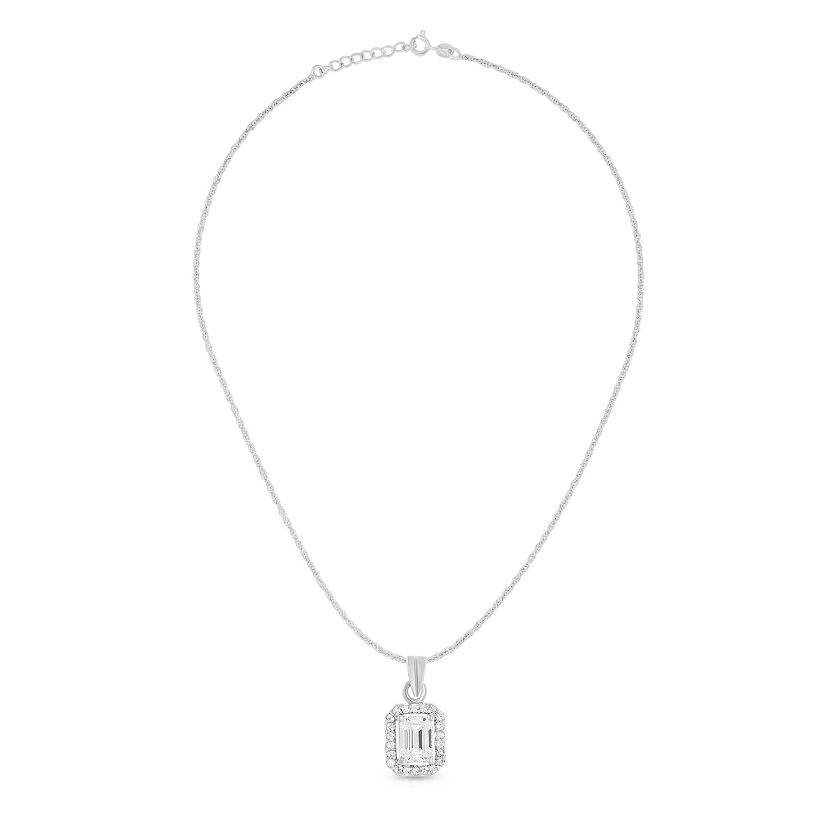 Timeless Halo Rectangle Pendant Set