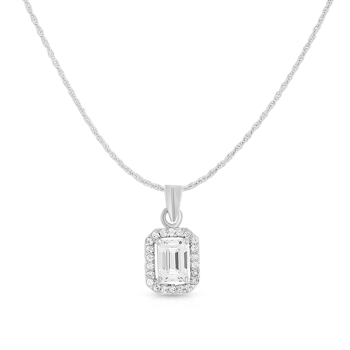 Timeless Halo Rectangle Pendant Set