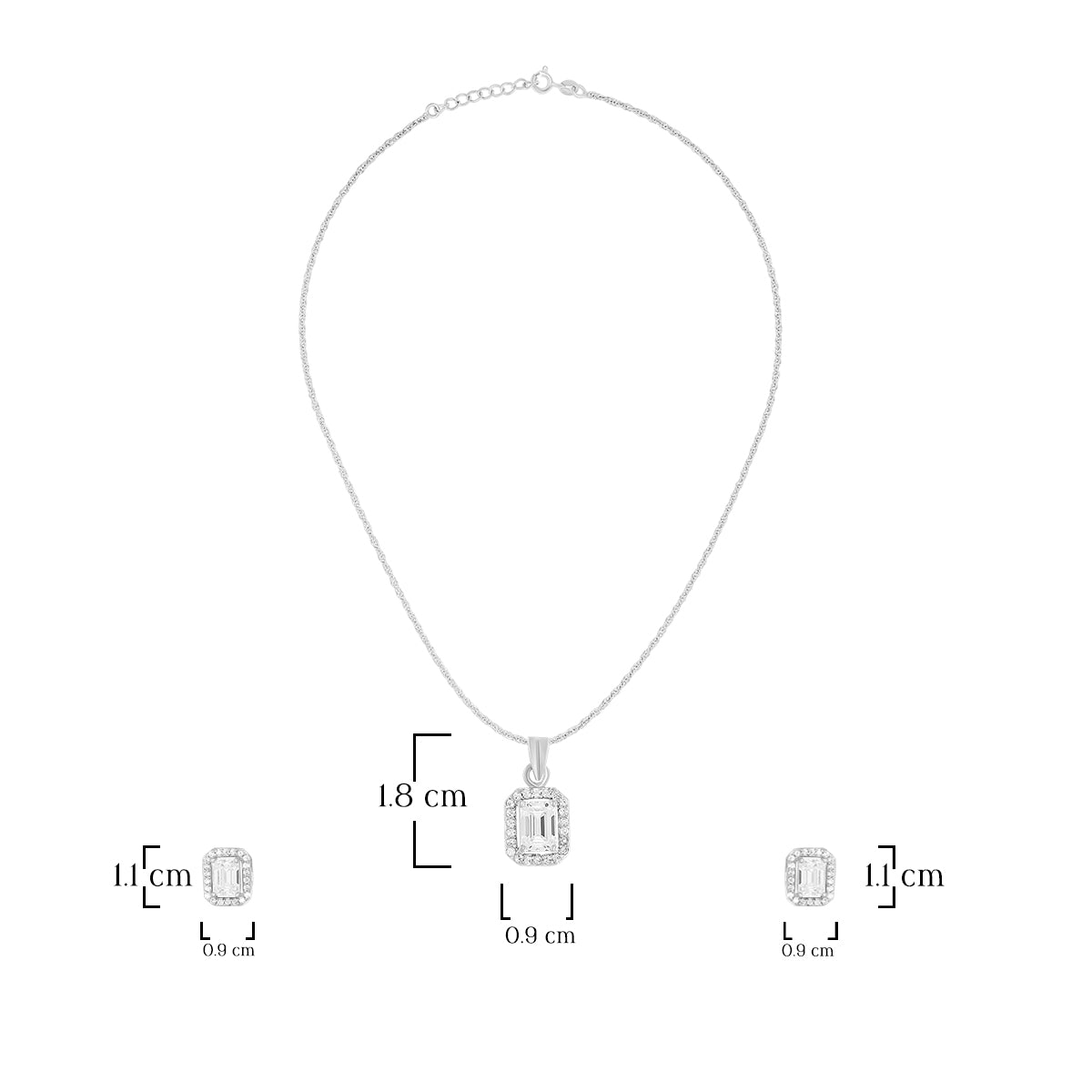Timeless Halo Rectangle Pendant Set