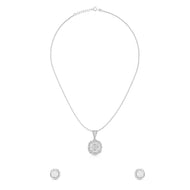 Simple Cushion Halo Pendant Set