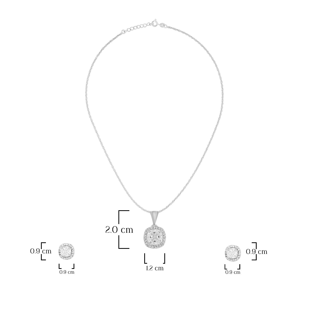 Simple Cushion Halo Pendant Set