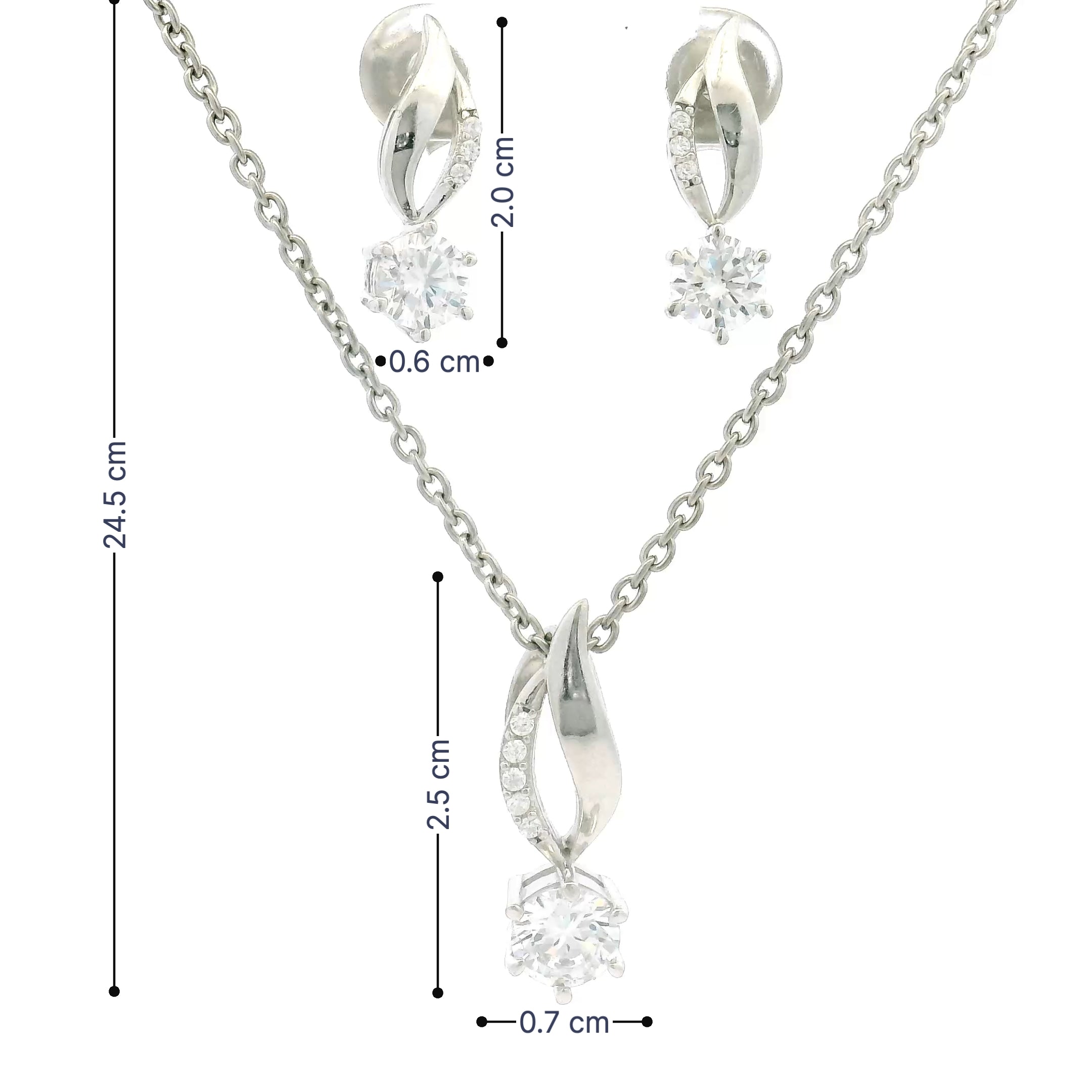 Modern Silver Stone Pendant Set