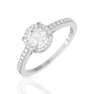 Dreamy Solitaire Silver Ring White