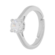 925 Sterling Silver White American Diamond Silver Zircon Vintage Ring