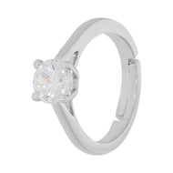 925 Sterling Silver White American Diamond Silver Zircon Vintage Ring