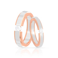 Elegant Two-Tone Rose Gold & Silver Couple Rings with Solitaire Accents