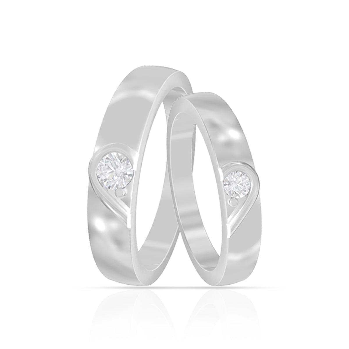 Connected Hearts Silver Couple Rings