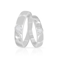 Connected Hearts Silver Couple Rings
