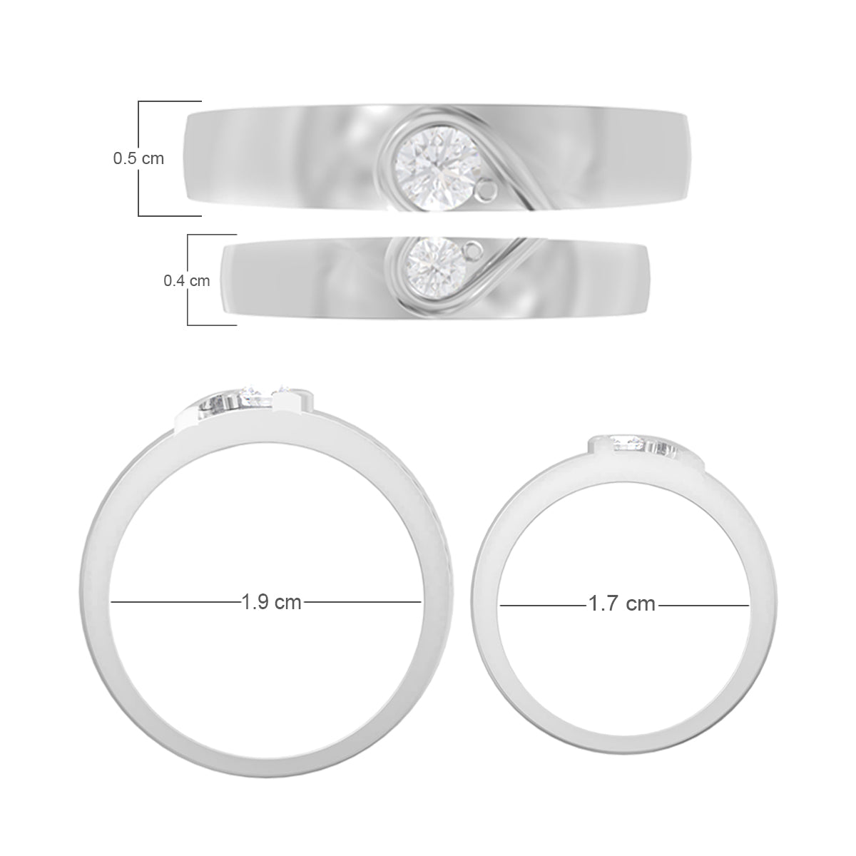 Connected Hearts Silver Couple Rings