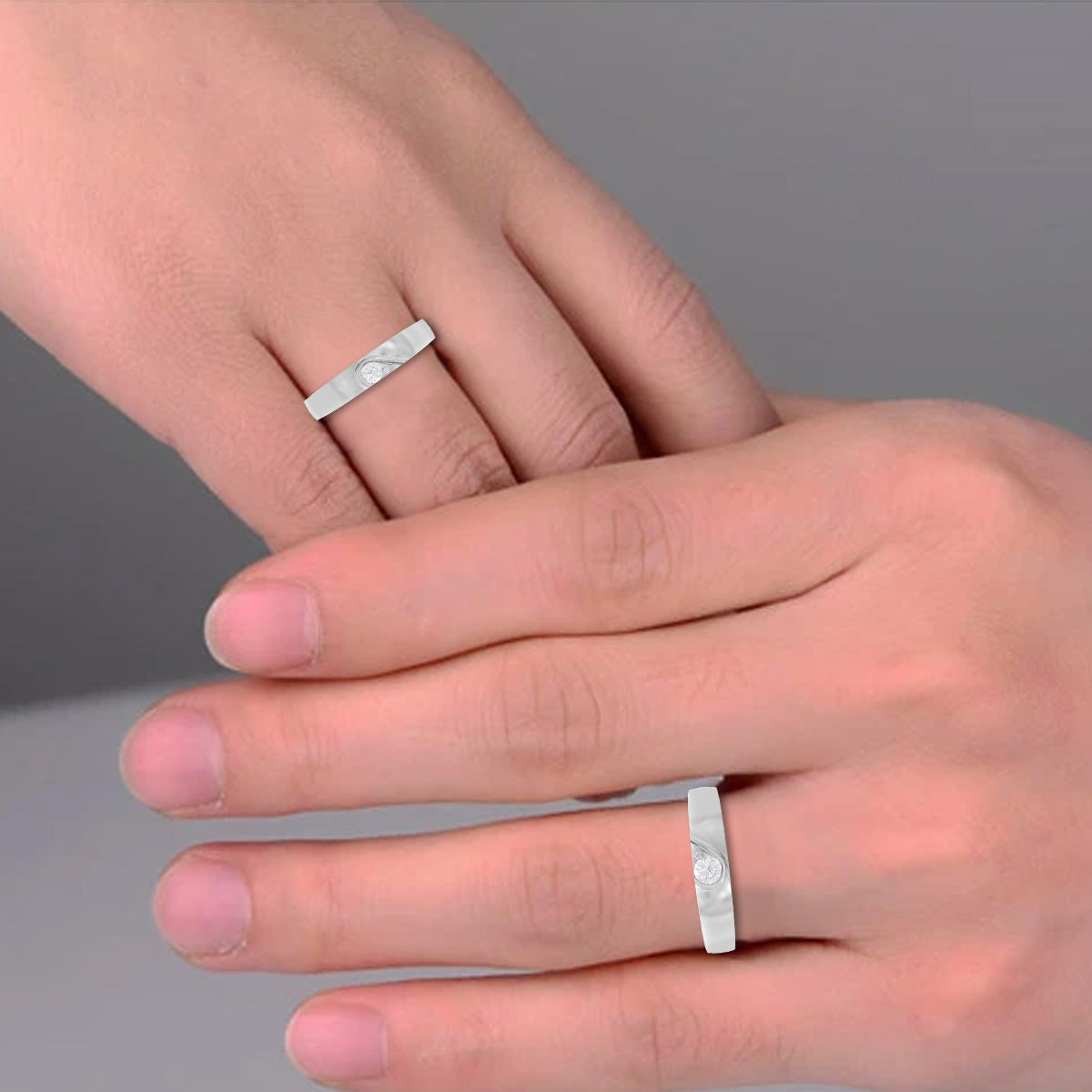 Connected Hearts Silver Couple Rings