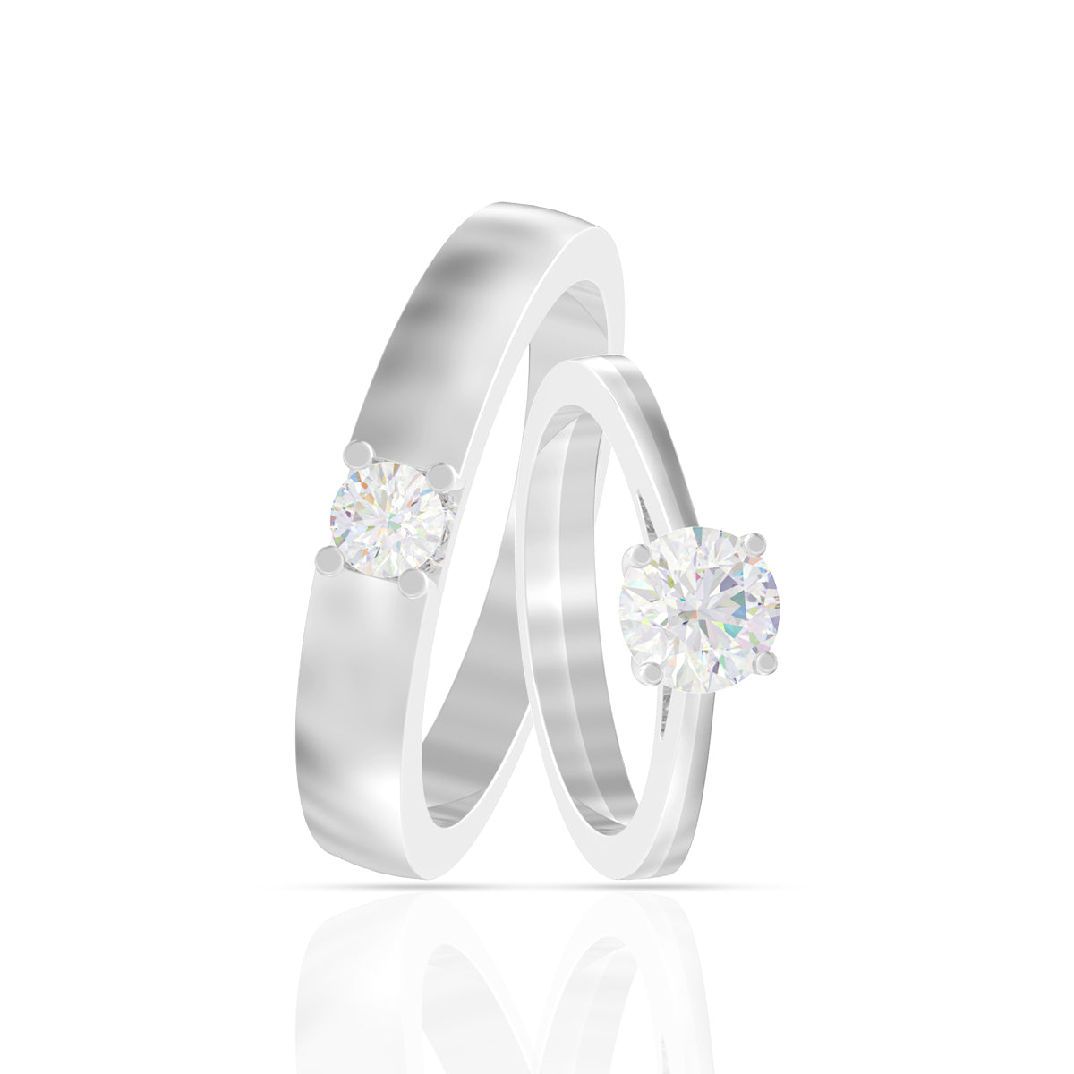 Classic Solitaire Couple Rings