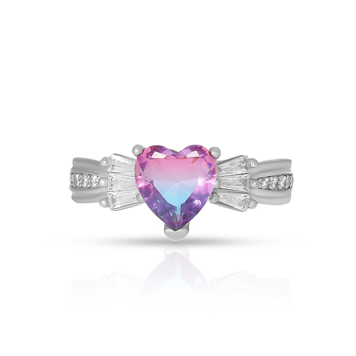 Stylish Pink Heart Gem Ring