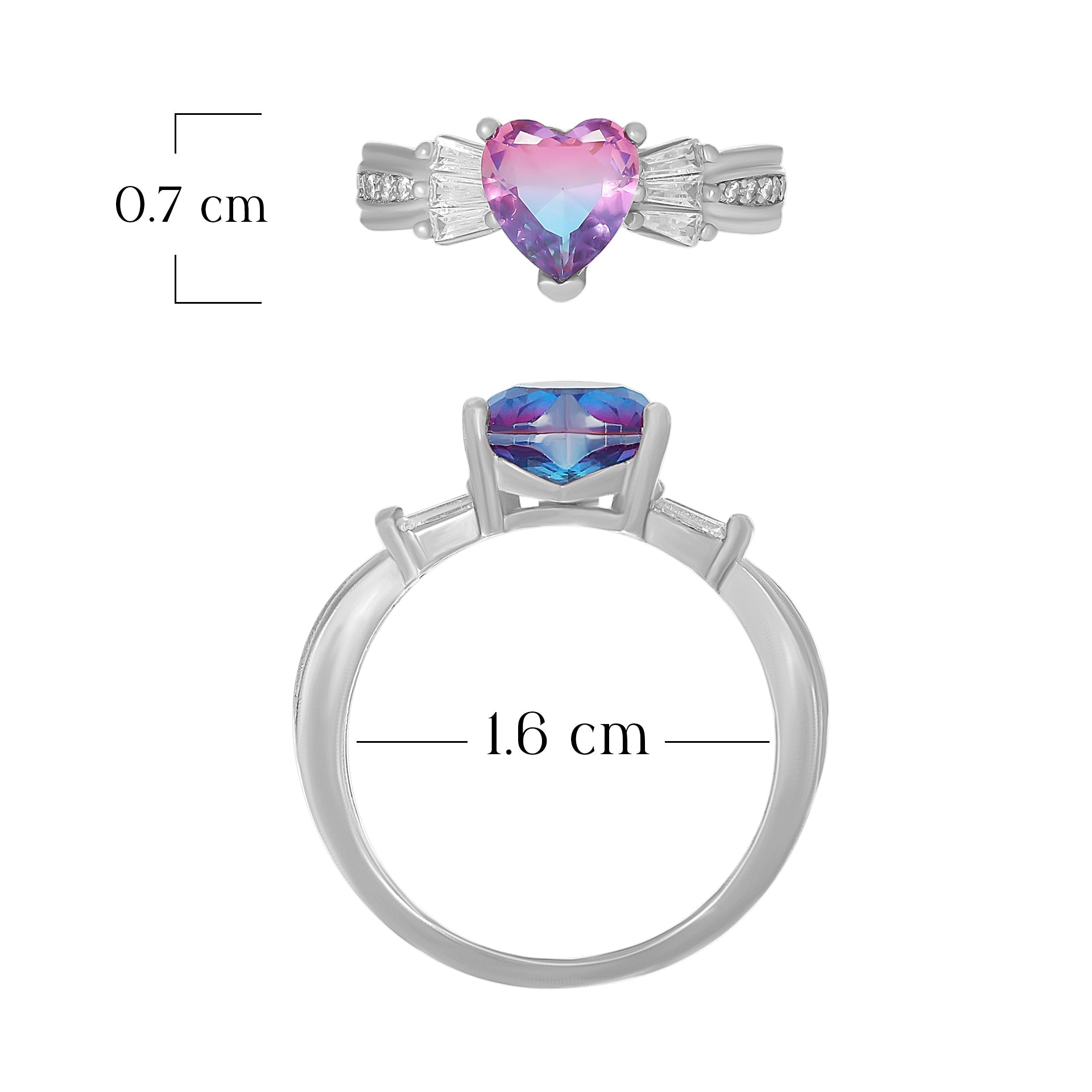 Stylish Pink Heart Gem Ring