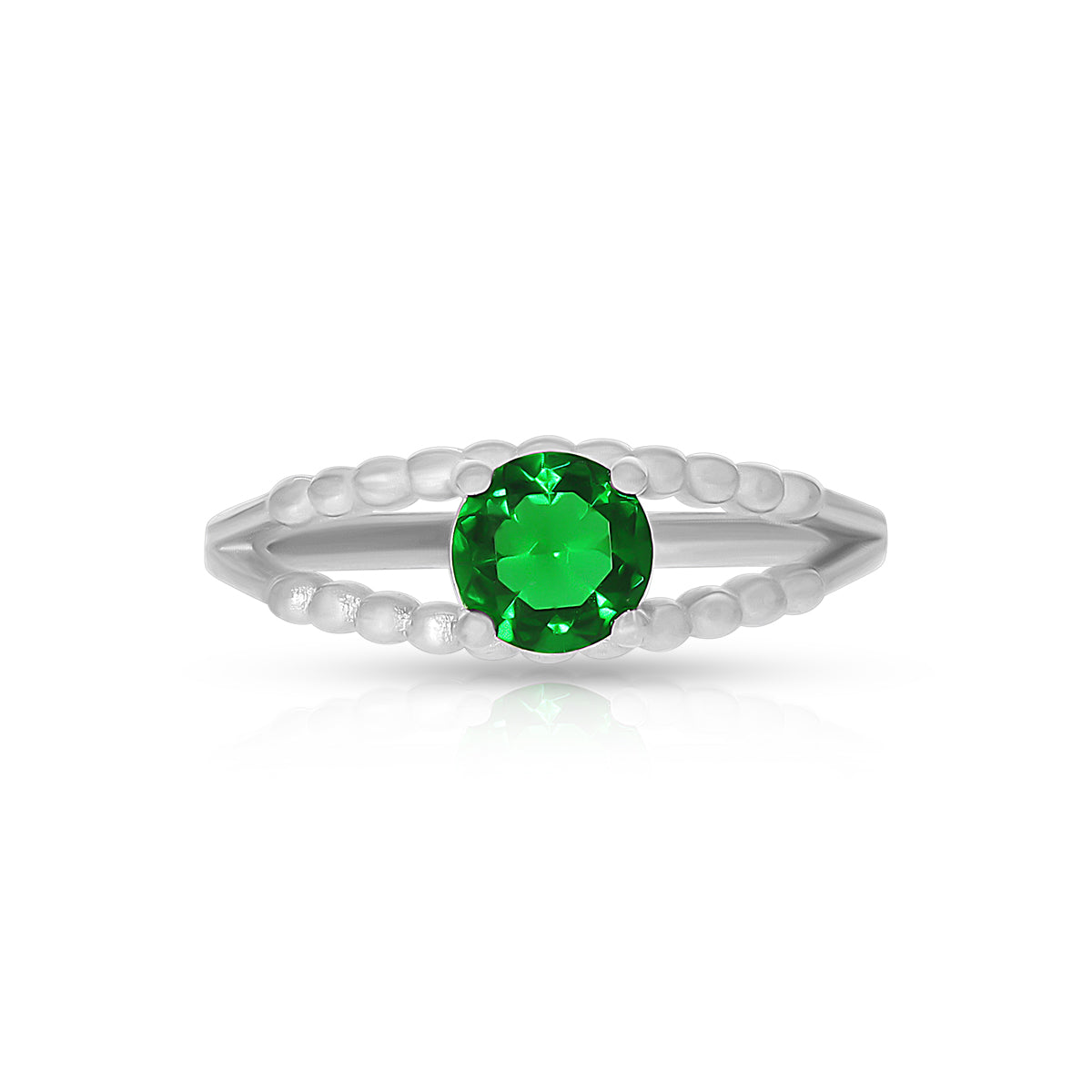 Emerald Beaded Band Ring