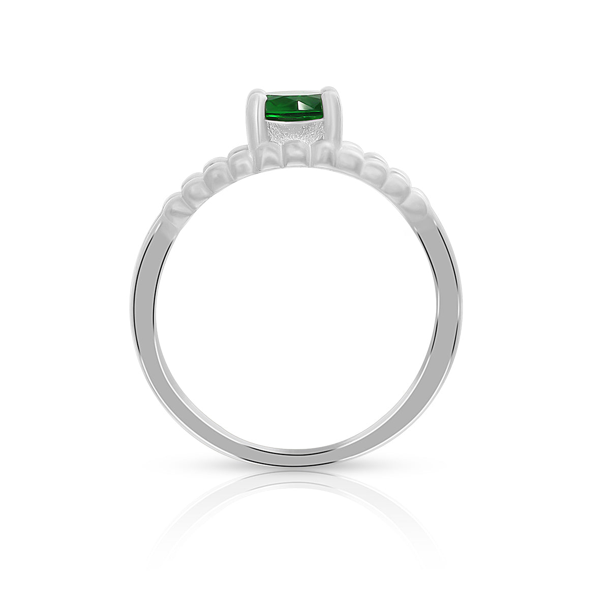 Emerald Beaded Band Ring