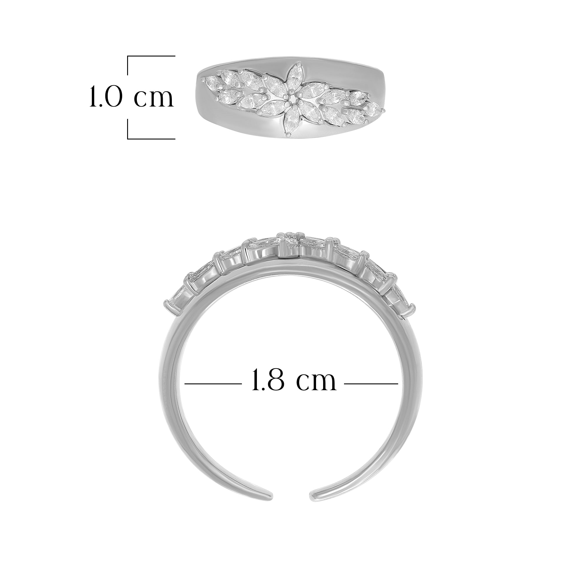 Floral Sparkle Fashion Ring