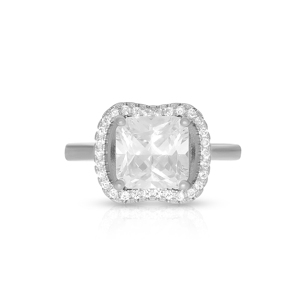 Sparkling Cushion Cut Halo Ring