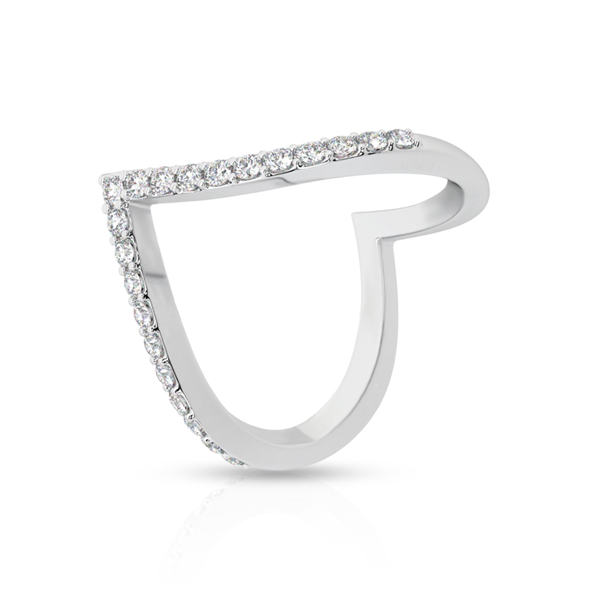 Luxury White Gold Diamond Curve Ring