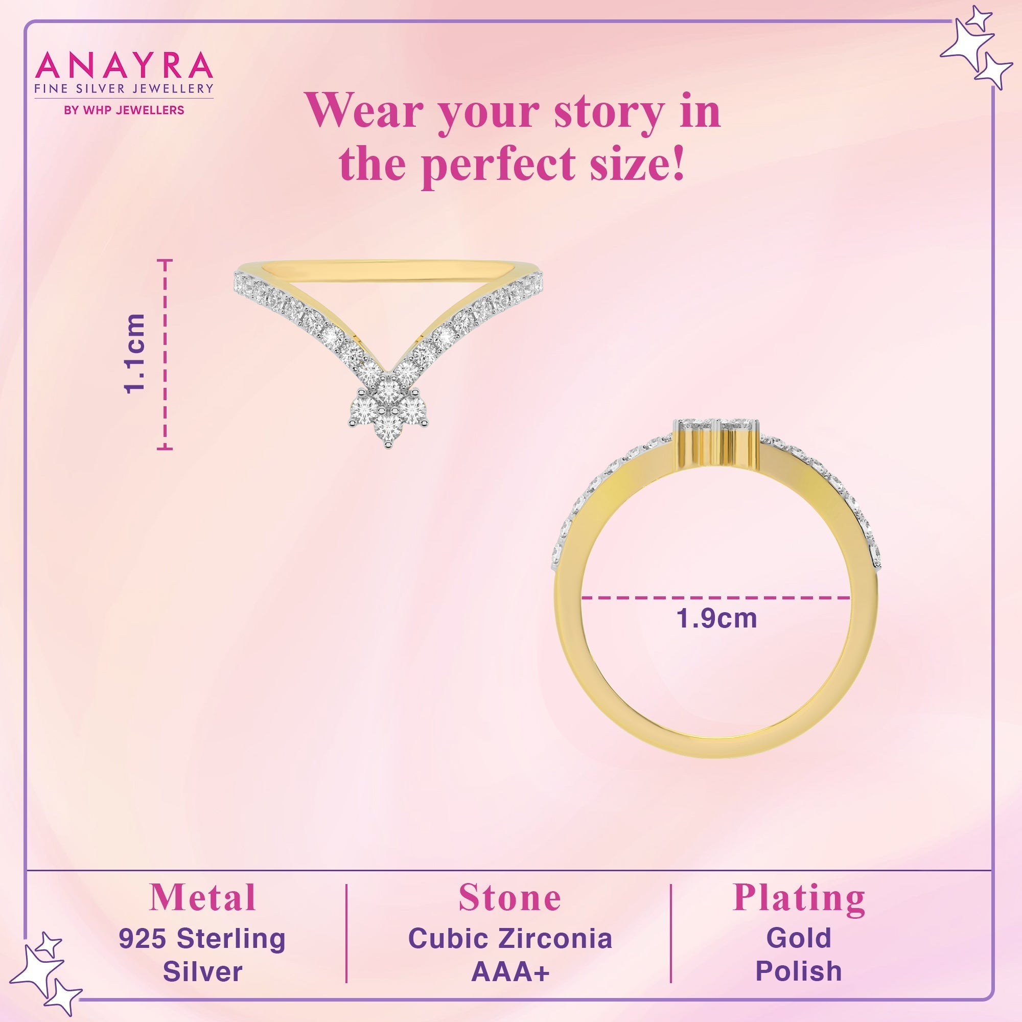 Modern Gold Plated Ring with Sparkling Diamond