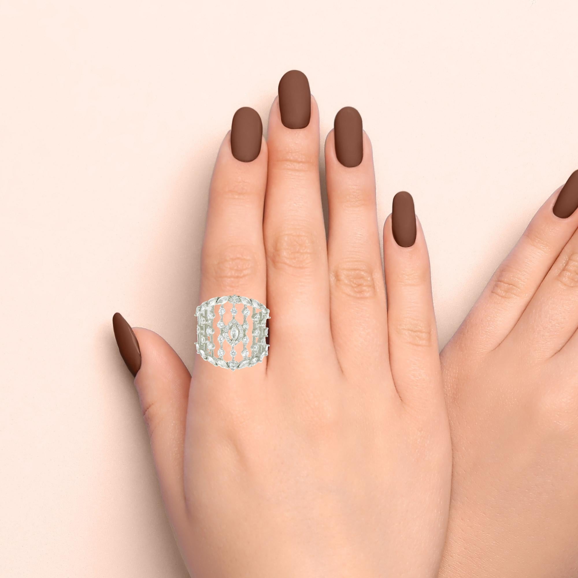 Classic Diamond Style CZ Multi-Row Ring